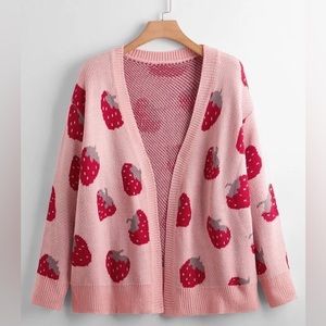Pink Strawberry Cardigan. Size 1X. Romwe